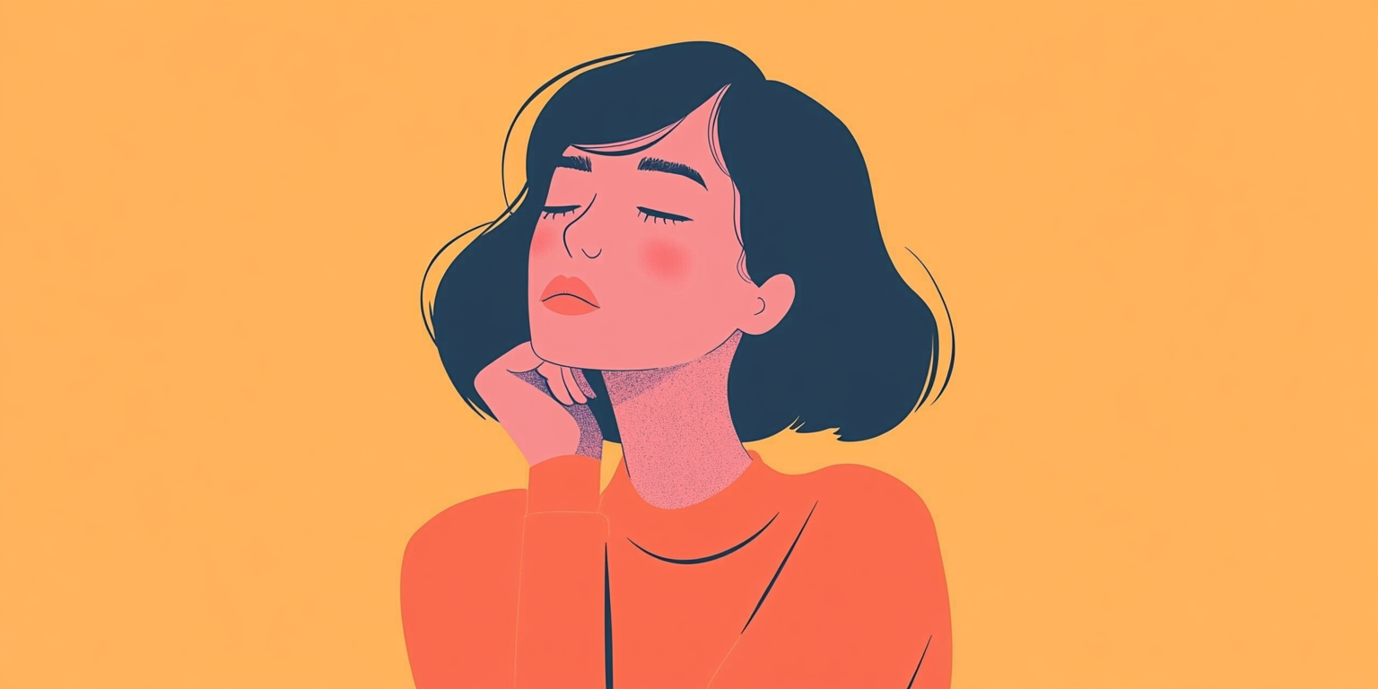 Illustration d'une jeune femme pensive.