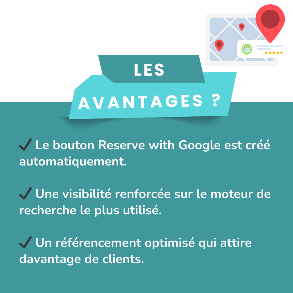 Les avantages du bouton "reserve with Google". 